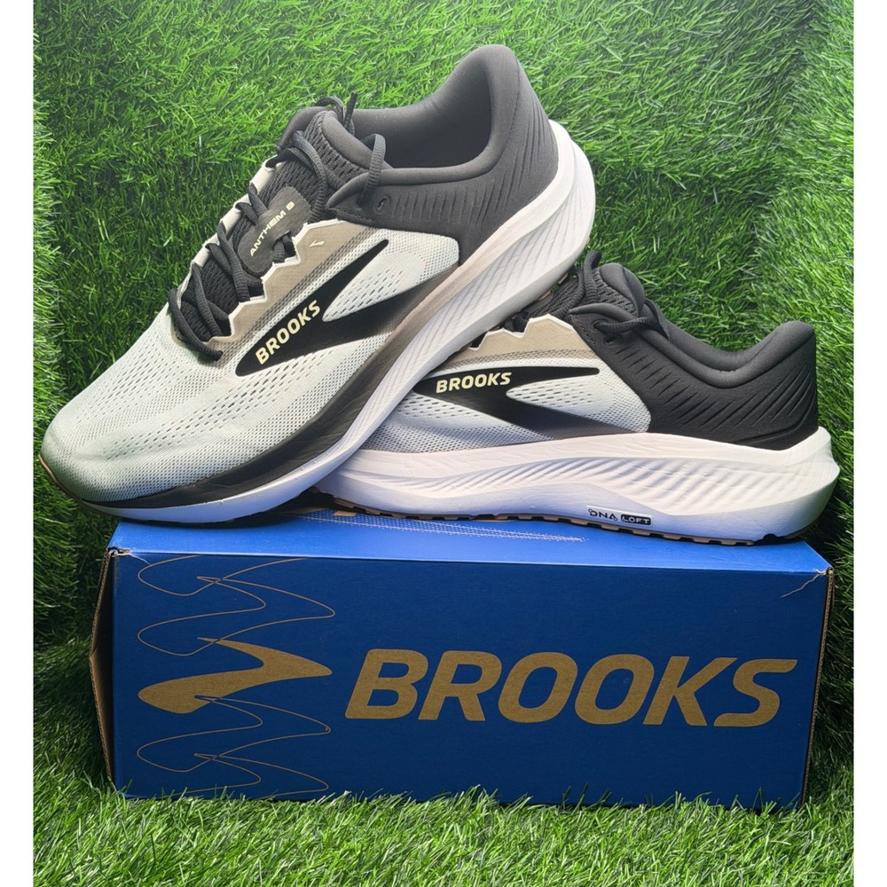 Brooks Anthem 8 Mens Running Shoes size 12.5 Wide 2E White Black Tan 1104722E121